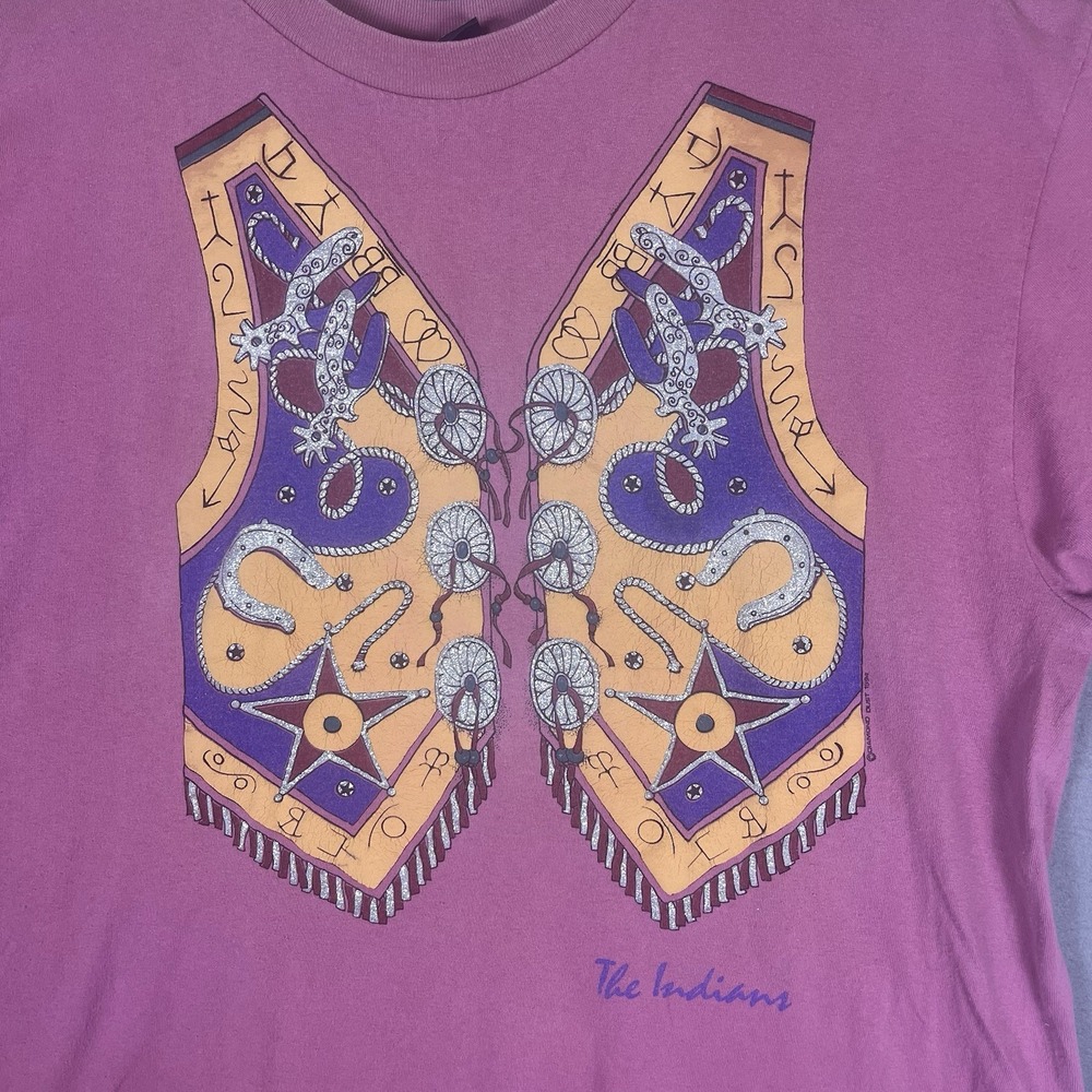Vtg Diamond Dust Tee Indian Native American  XL Pink 1994 Made USA Single Stitch